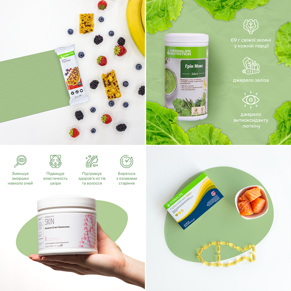 Продуктові дописи Herbalife: Грін Макс, SKIN-комплекс і омега