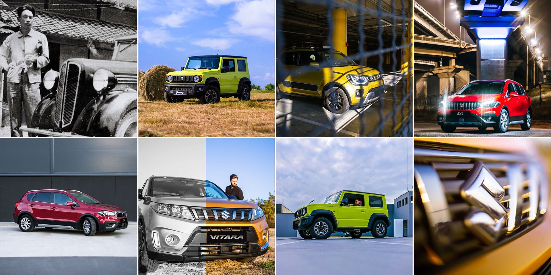 Рубрика «Історія бренду»: архівні кадри Suzuki поряд із сучасними моделями Jimny, Vitara та SX4