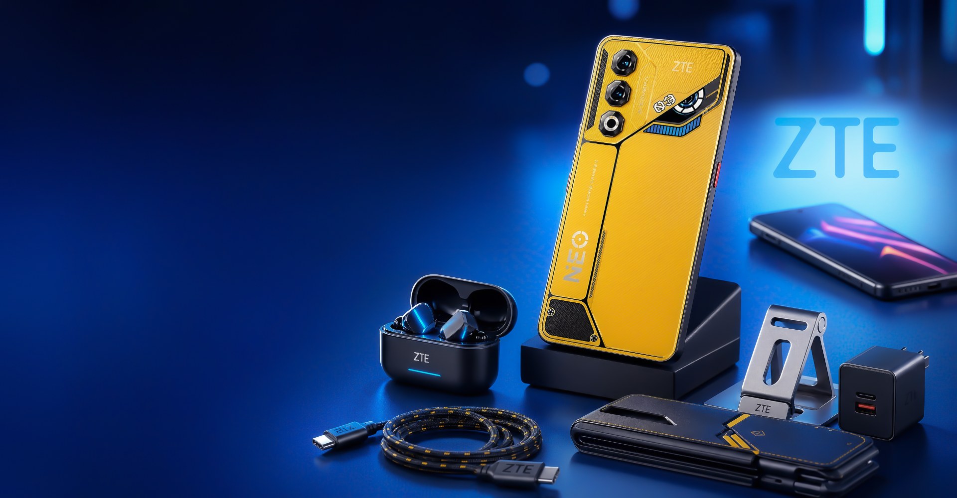 Ключовий візуал кейса ZTE: два смартфони ZTE Blade на полотні з фарбами